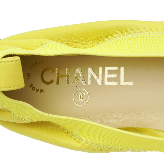 Chanel Bicolor Raffia Camellia Elastic Ballet Flat 38