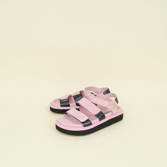 Chanel Bicolor CC Suede Velcro Flat Sandals 38