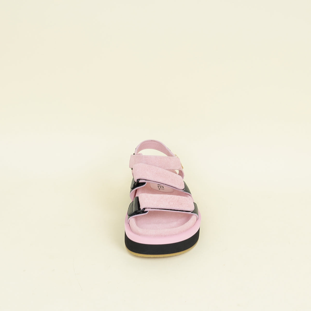 Chanel Bicolor CC Suede Velcro Flat Sandals 38