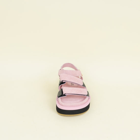 Chanel Bicolor CC Suede Velcro Flat Sandals 38