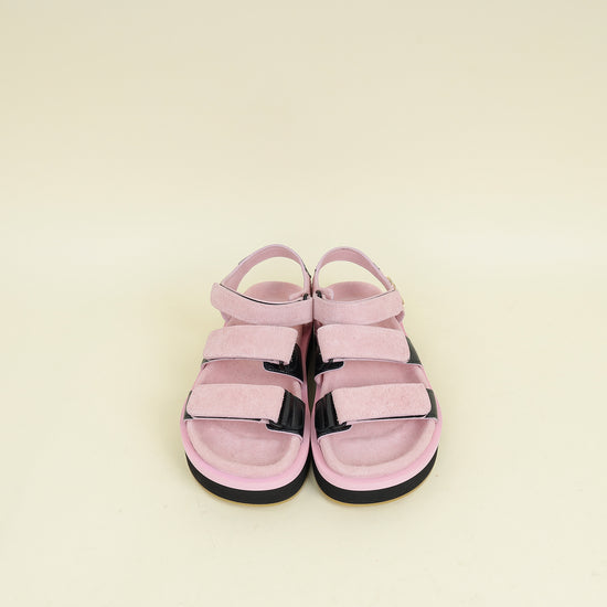 Chanel Bicolor CC Suede Velcro Flat Sandals 38