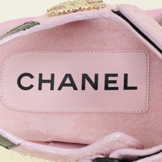 Chanel Bicolor CC Suede Velcro Flat Sandals 38