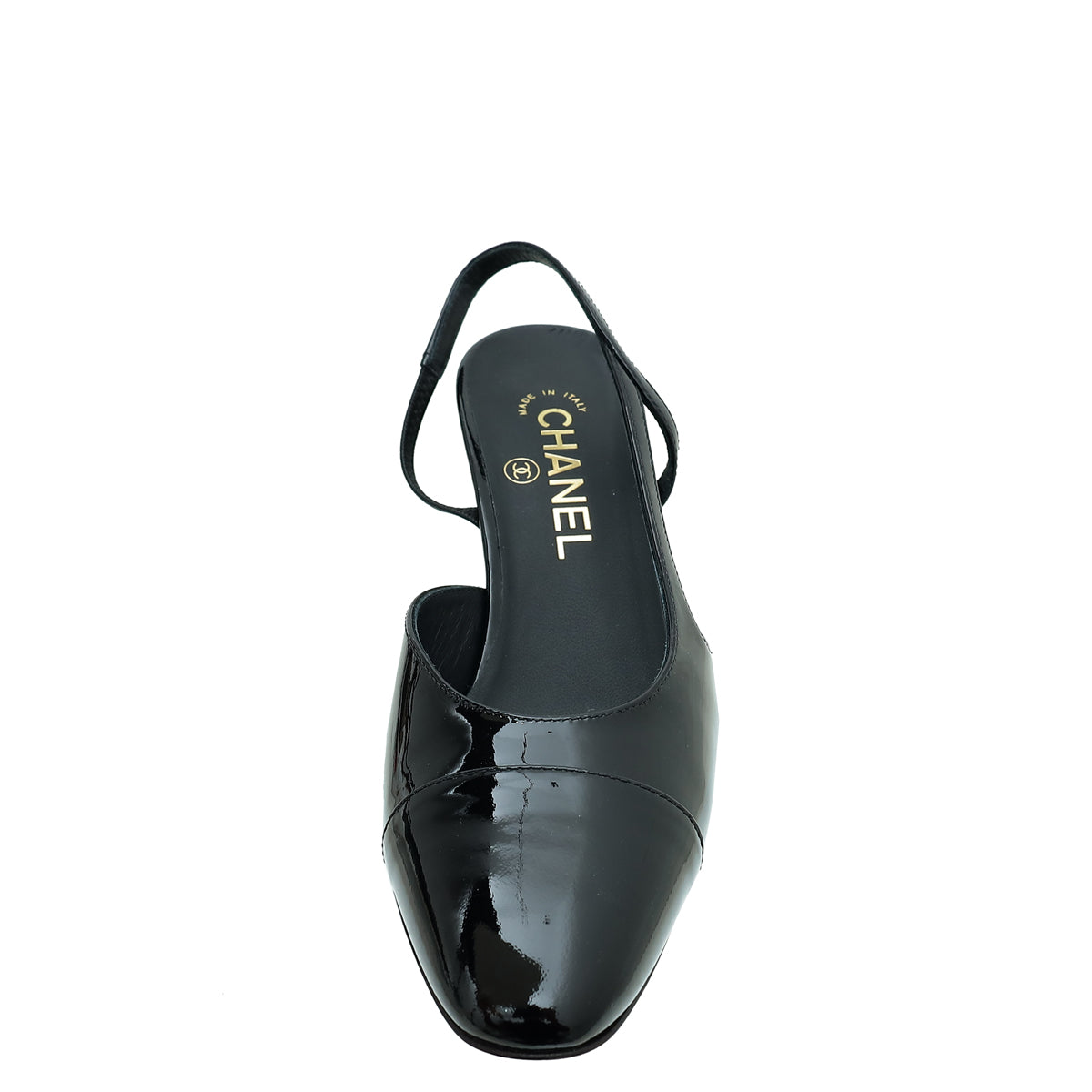 Chanel Black Cap Toe Slingback Pumps 38