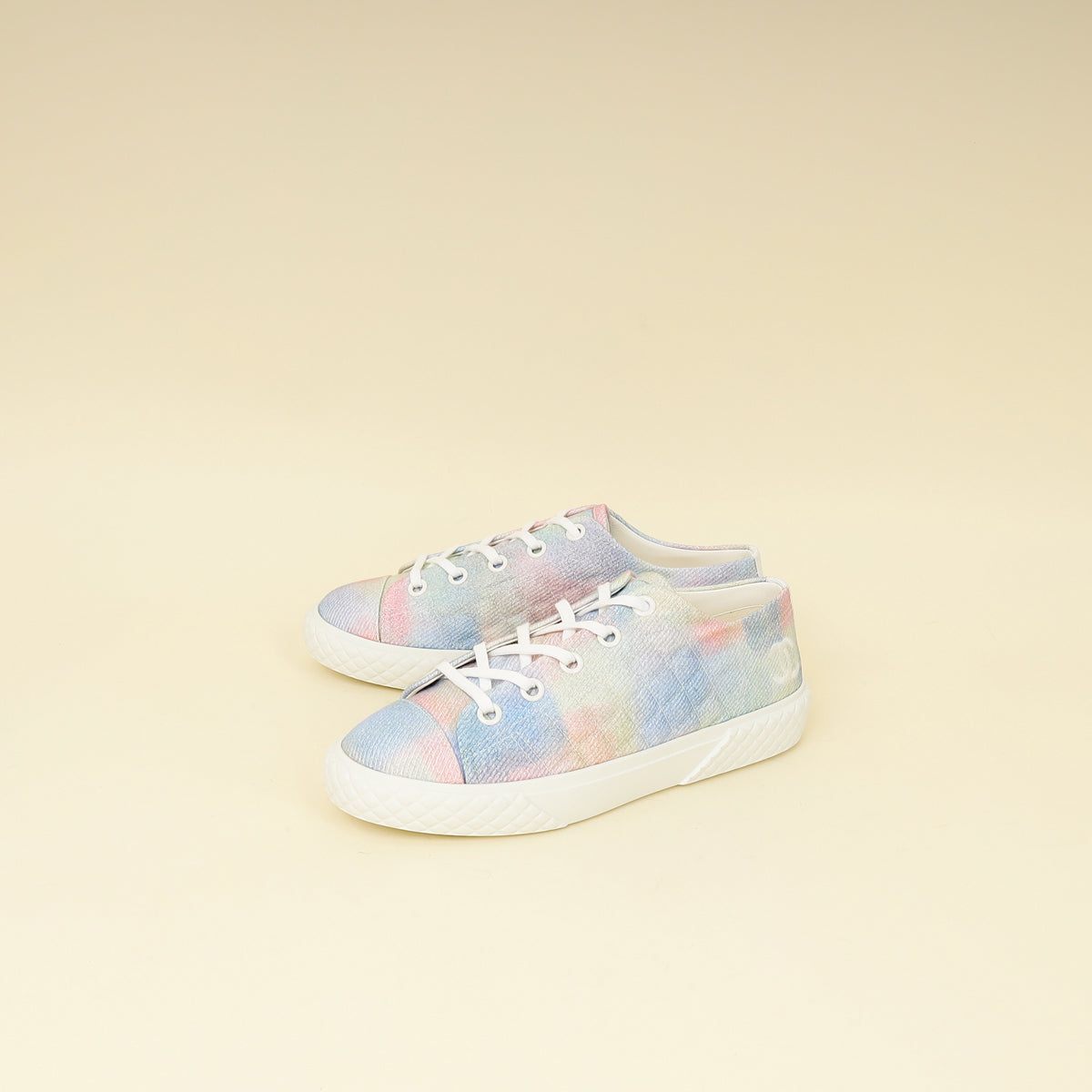 Chanel Multicolor CC Printed Fabric Quilted Low Top Sneakers 39-Chanel-THE CLOSET