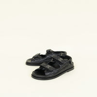 Chanel Black CC Dad Sandals 39
