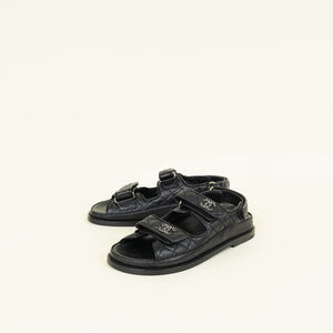 Chanel Black CC Dad Sandals 39