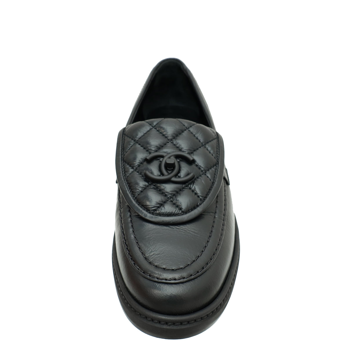 Chanel Black CC Quilted Moccasin Loafer 39