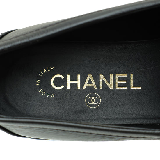 Chanel Black CC Quilted Moccasin Loafer 39