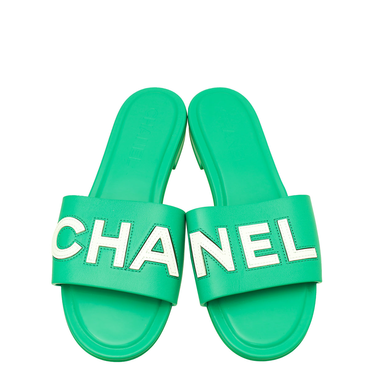 Chanel Bicolor Logo Slide Mules 39