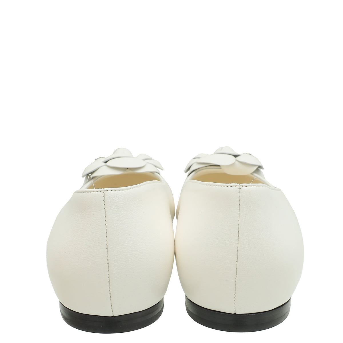 Chanel White CC Camellia Flower Flat Ballerina 39 – THE CLOSET
