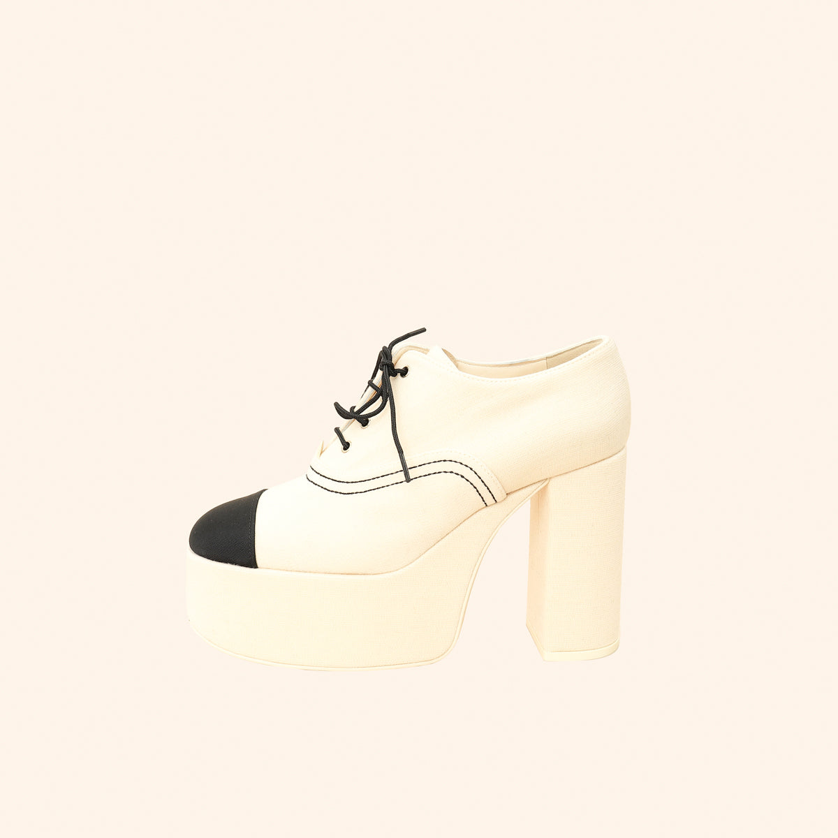 Chanel Bicolor Lace-Up Platform Pumps 39-Chanel-THE CLOSET