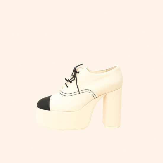 Chanel Bicolor Lace-Up Platform Pumps 39-Chanel-THE CLOSET
