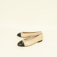 Chanel Bicolor CC Cap Toe Flat Ballerina 42