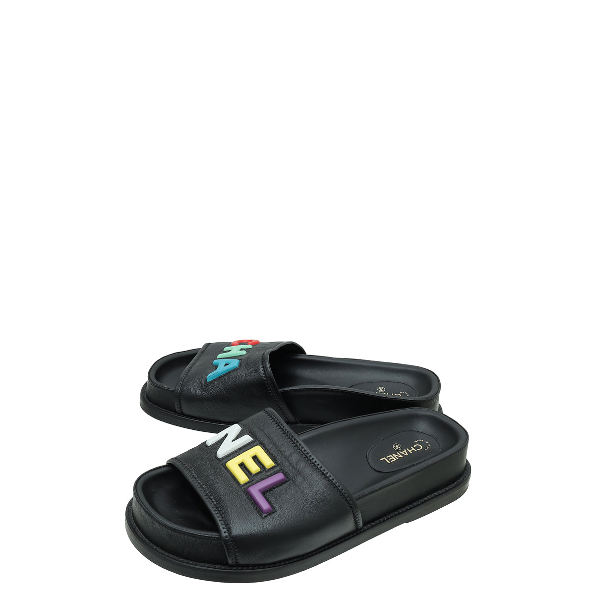 Chanel Black Logo Slide Mules 39-Chanel-THE CLOSET