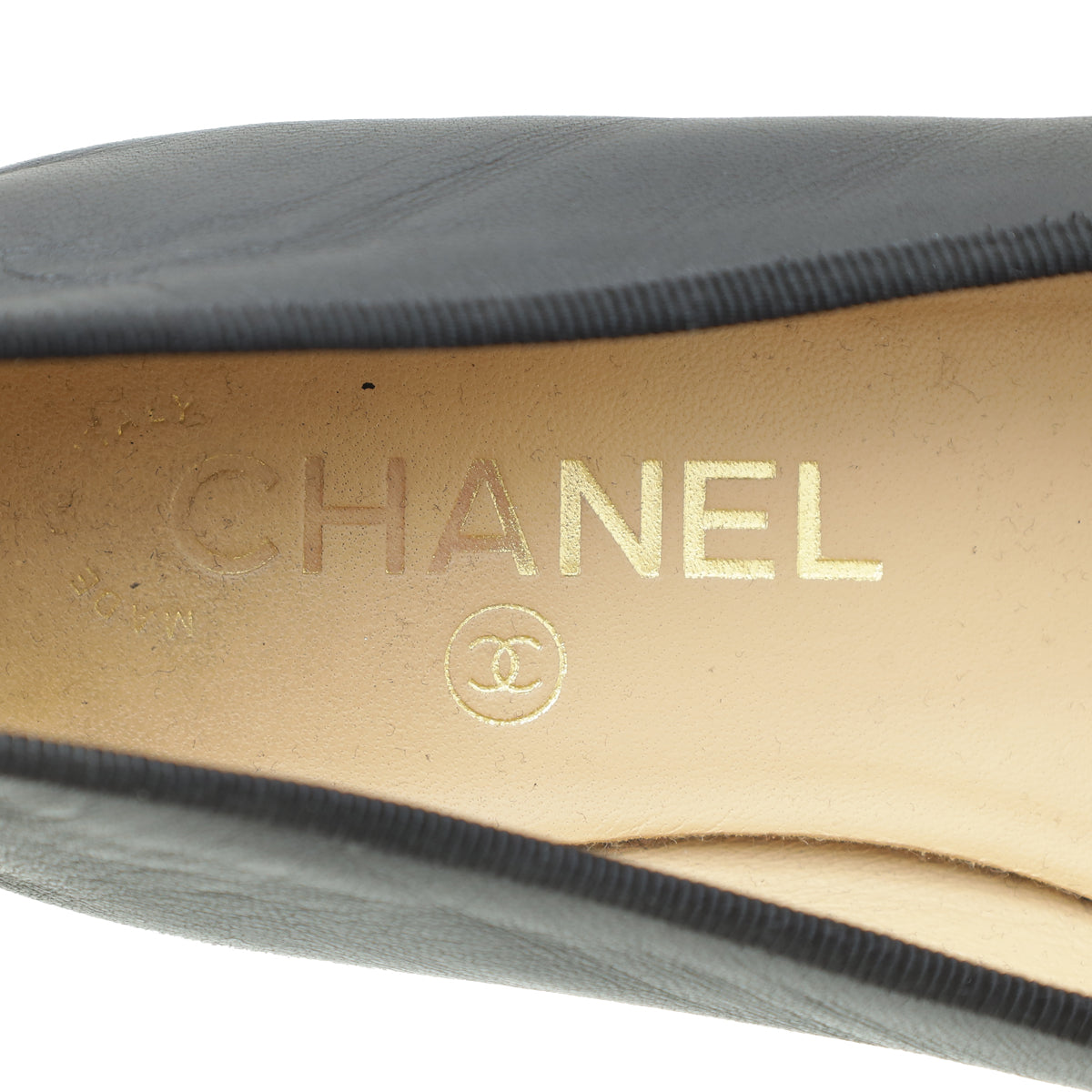 Chanel Black CC Cap Toe Flat Ballerina 35