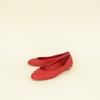 Chanel Red CC Cap Toe Ballet Flats 36.5