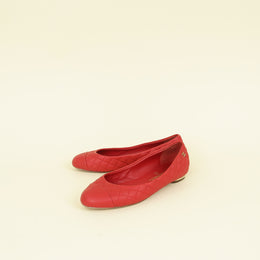Chanel Red CC Cap Toe Ballet Flats 36.5
