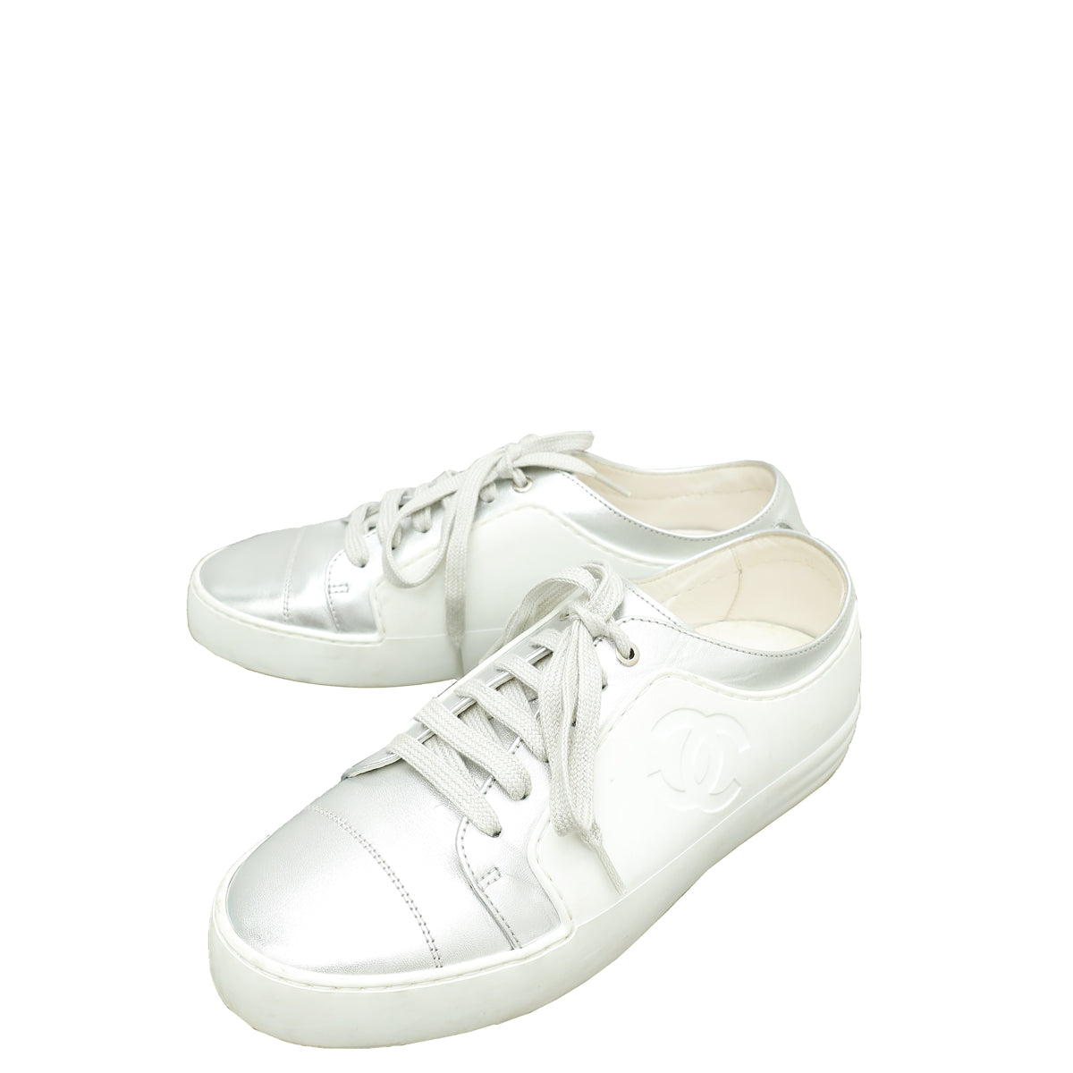 Chanel White CC Low Top Sneaker 36.5-Chanel-THE CLOSET