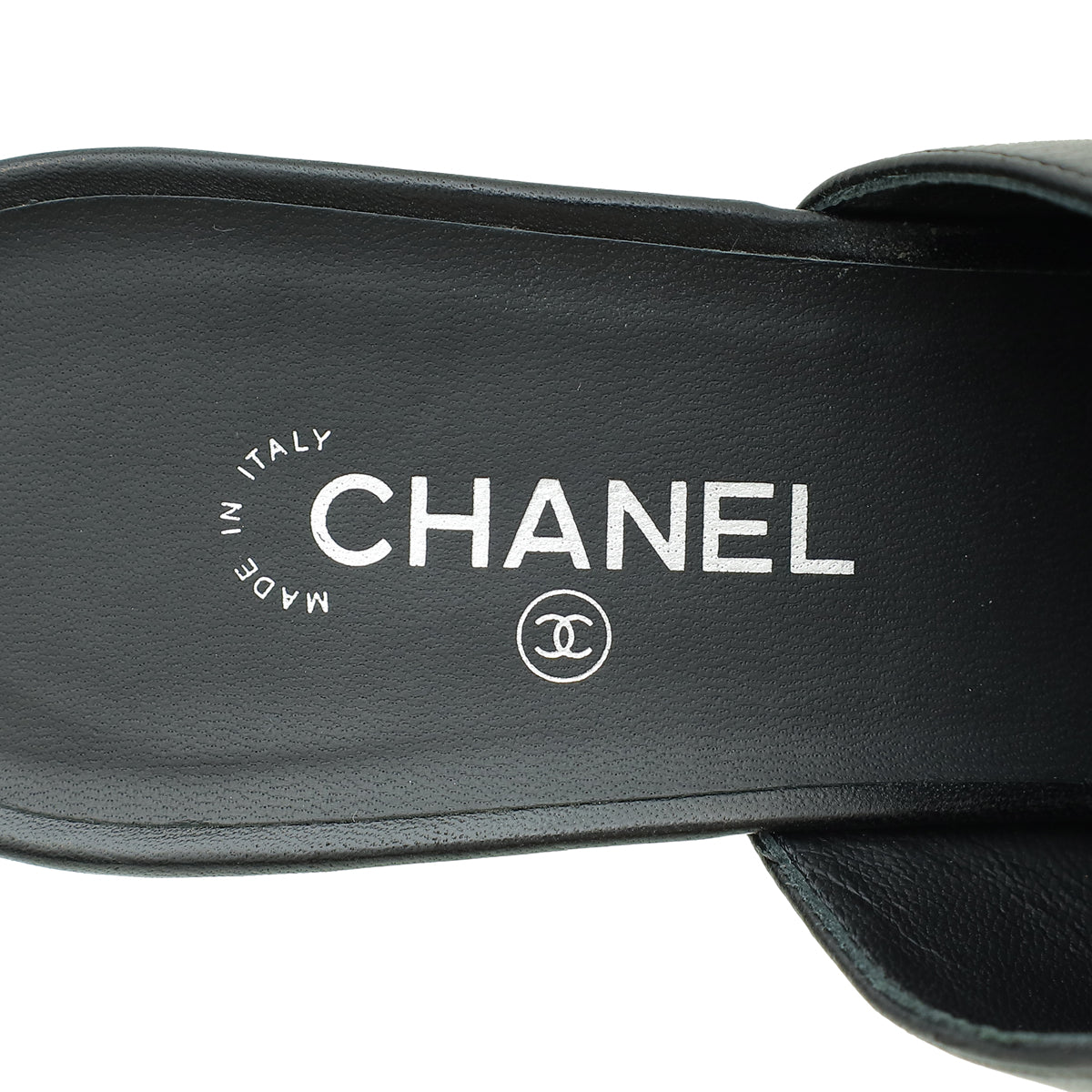 Chanel Black CC Cap Toe Mules 36.5