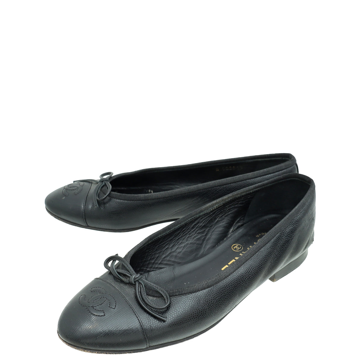 Chanel Black CC Cap Toe Bow Flat Ballerina 36.5-Chanel-THE CLOSET