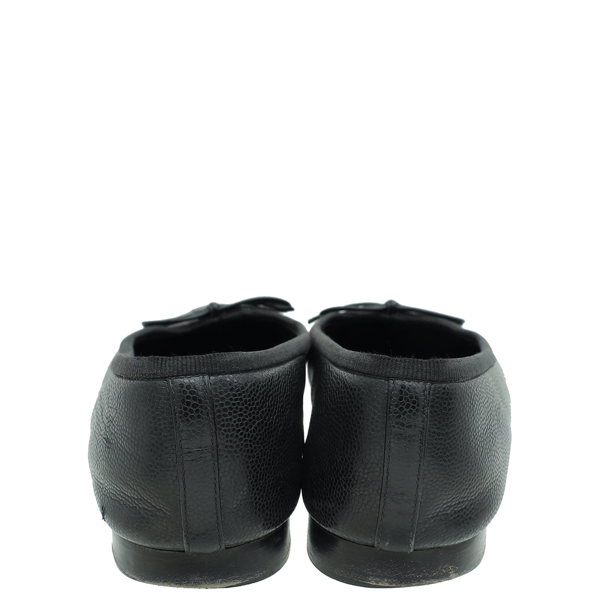 Chanel Black CC Cap Toe Bow Flat Ballerina 36.5