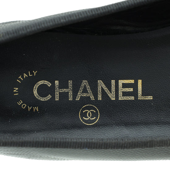 Load image into Gallery viewer, Chanel Black CC Cap Toe Bow Flat Ballerina 36.5
