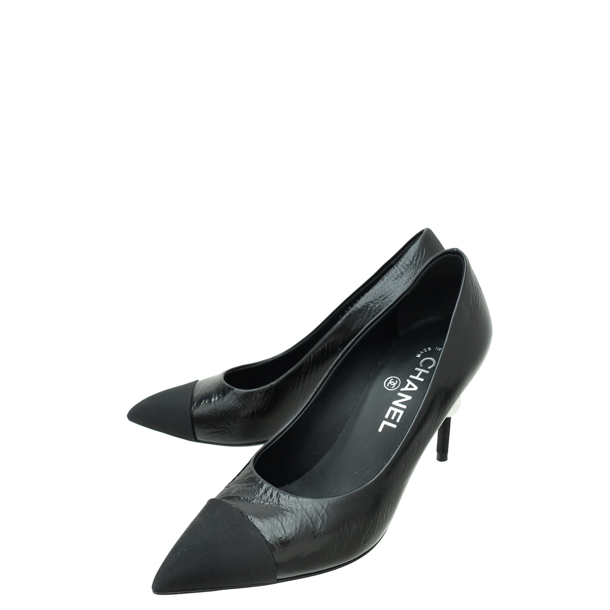 Chanel Black CC Cap Toe Pearl Heel Pump 36-Chanel-THE CLOSET