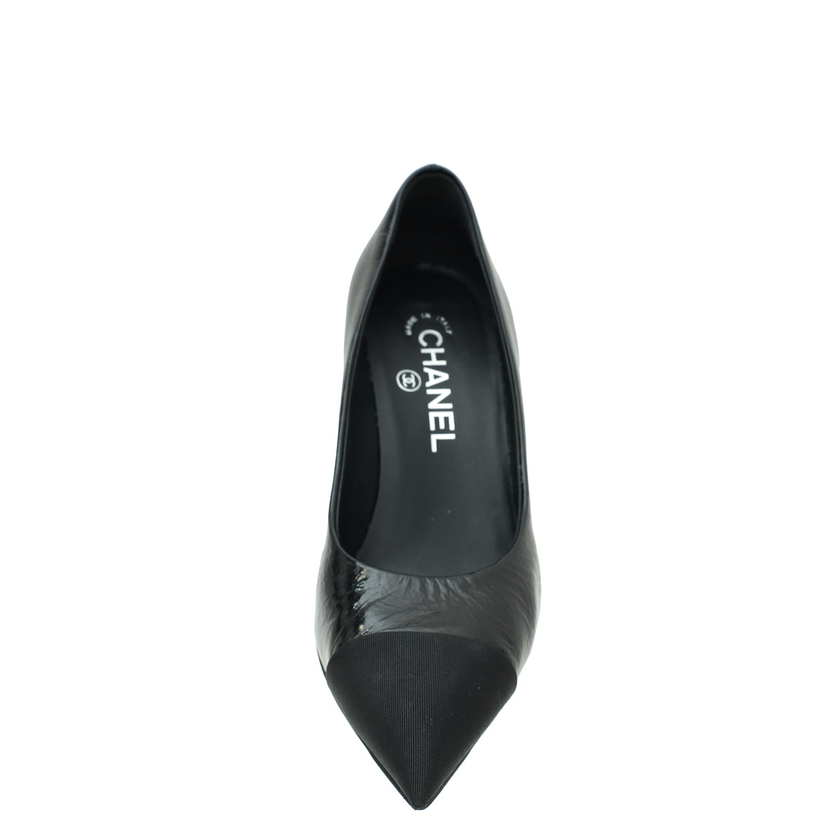Chanel Black CC Cap Toe Pearl Heel Pump 36-Chanel-THE CLOSET