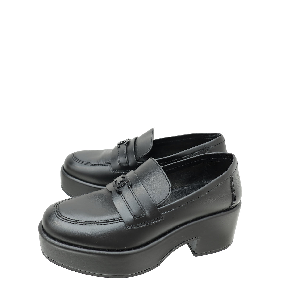 Chanel Black CC Platform Loafers 36