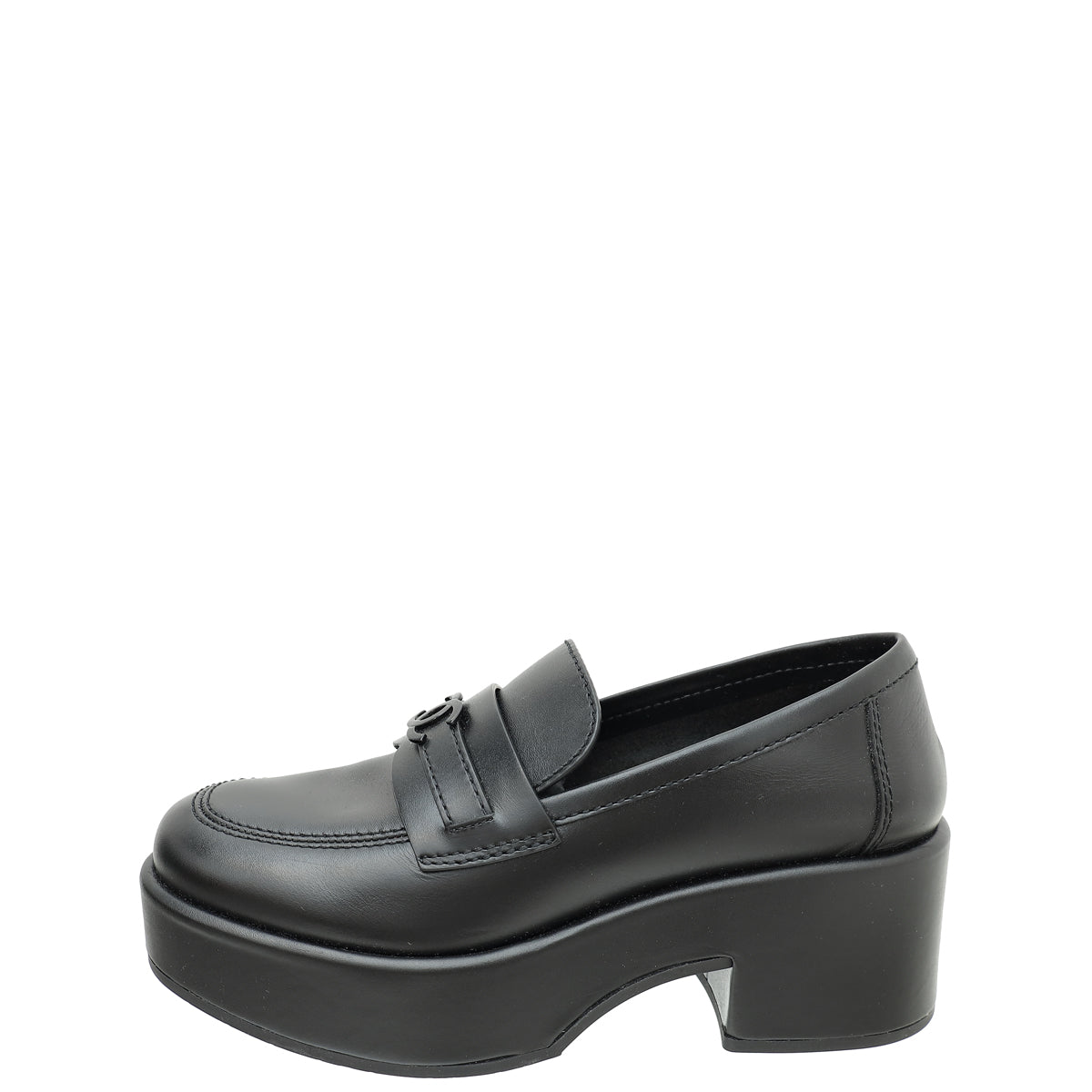 Chanel Black CC Platform Loafers 36