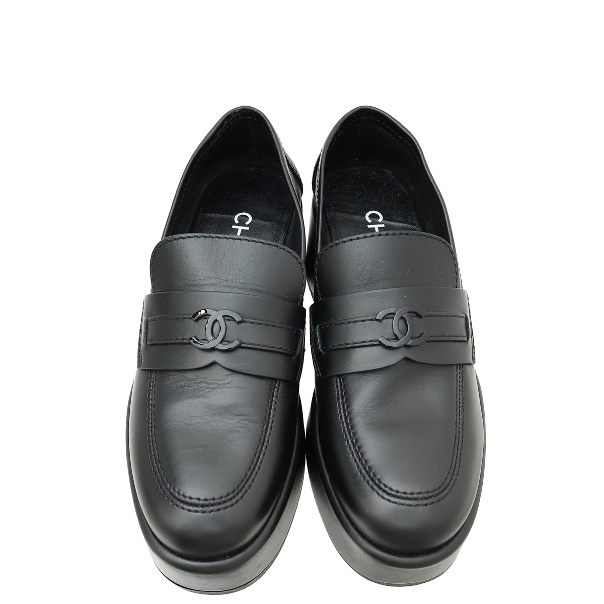 Chanel Black CC Platform Loafers 36