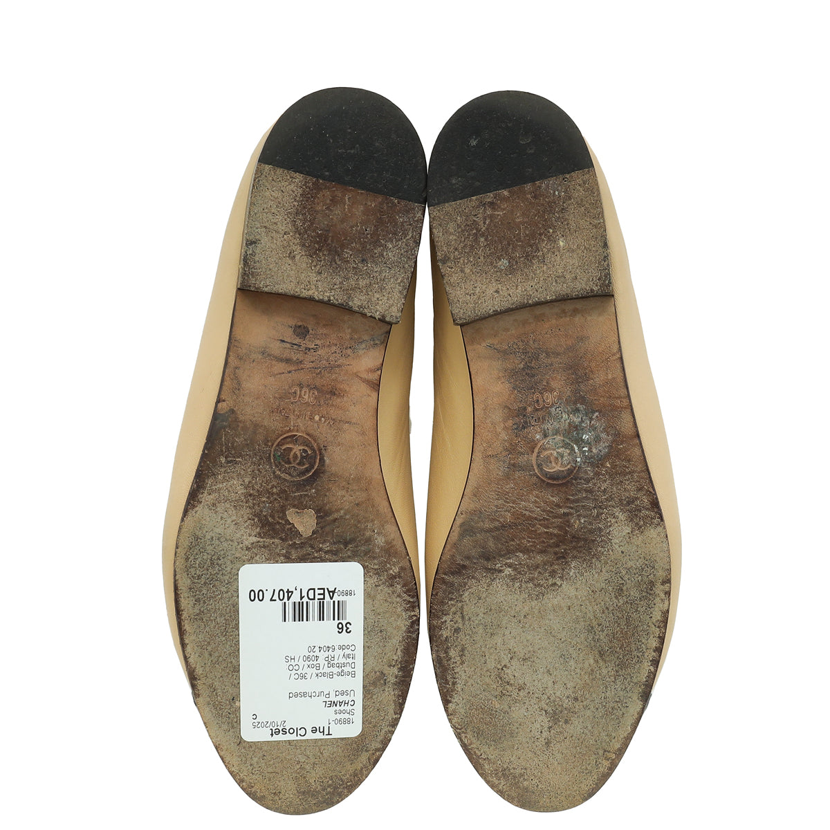 Chanel Bicolor CC Cap Toe Ballet Flats 36