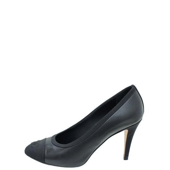 Chanel Black Cap Toe CC Pumps 36