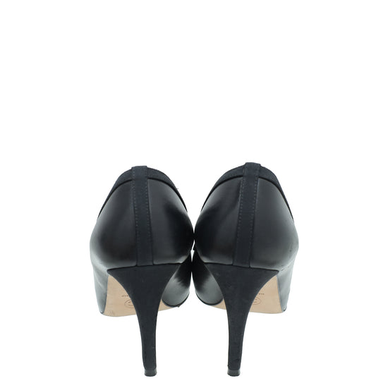 Chanel Black Cap Toe CC Pumps 36