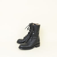 Chanel Black Lace Up Ankle Boots 36