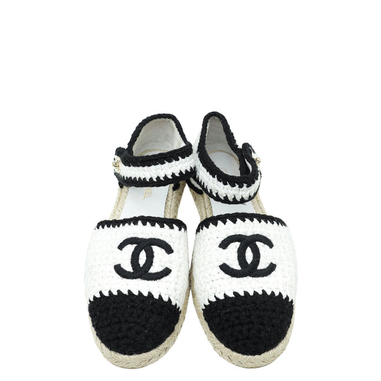 Chanel Bicolor Knit Cotton Espadrille 36