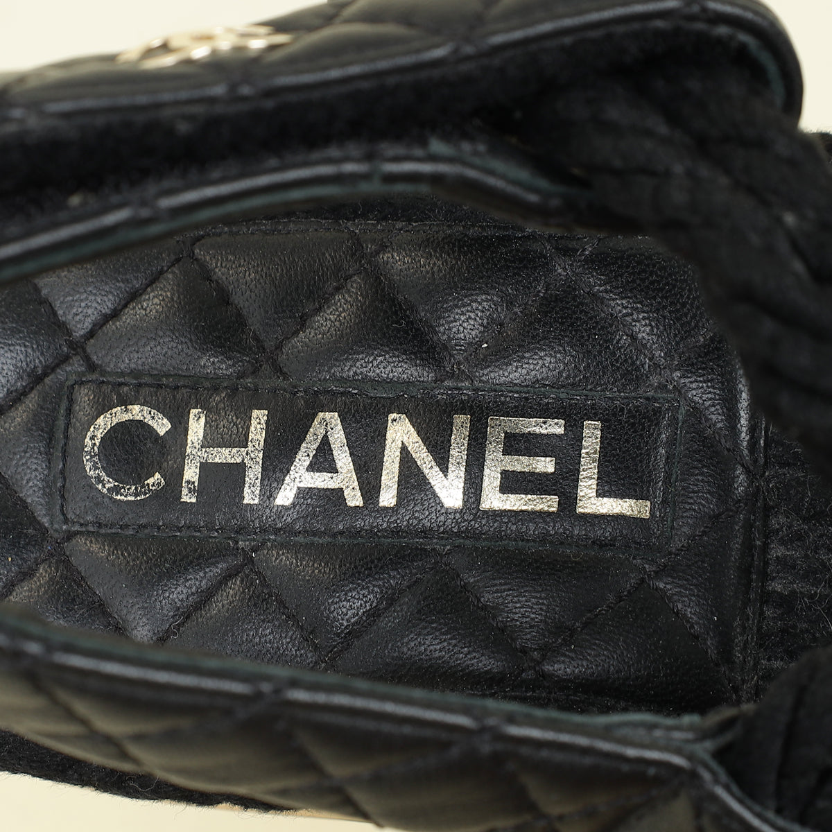 Chanel Black Logo Cord Quilted Slide Sandal 36
