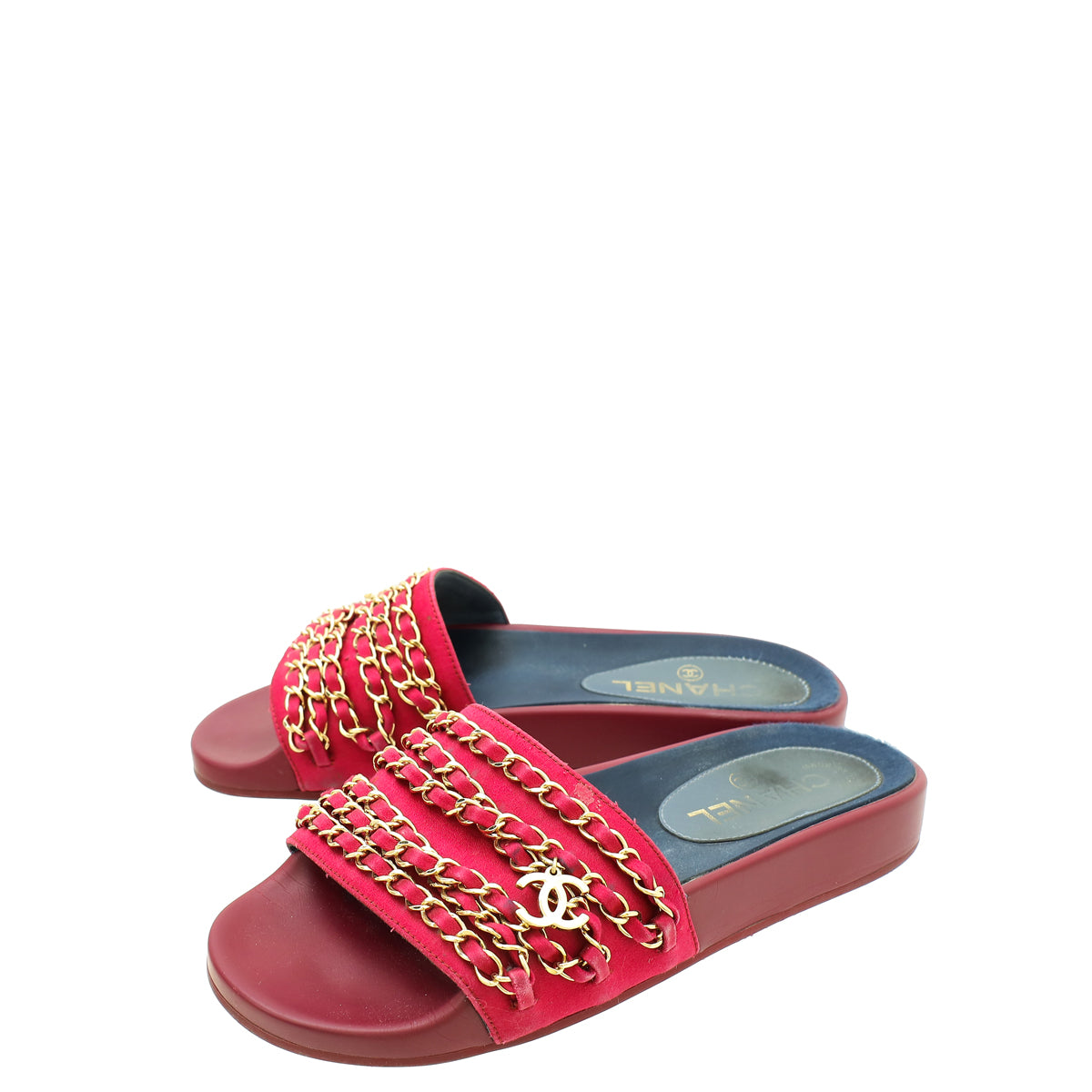 Chanel Burgundy CC Chain Slide Pool Sandal 36-Chanel-THE CLOSET
