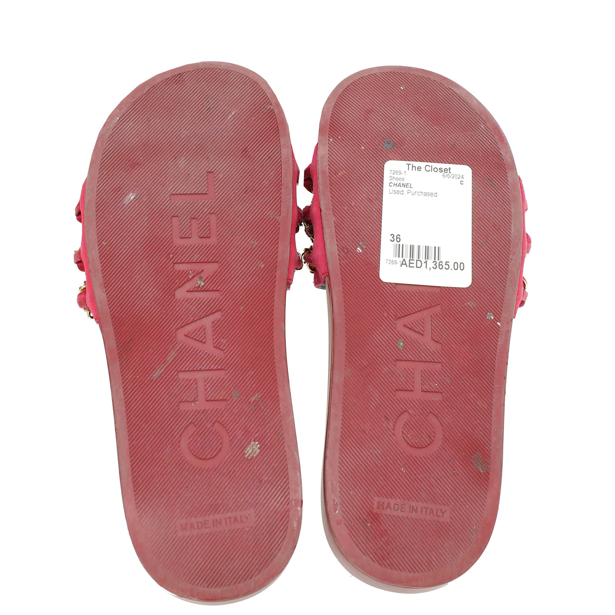 Chanel Burgundy CC Chain Slide Pool Sandal 36