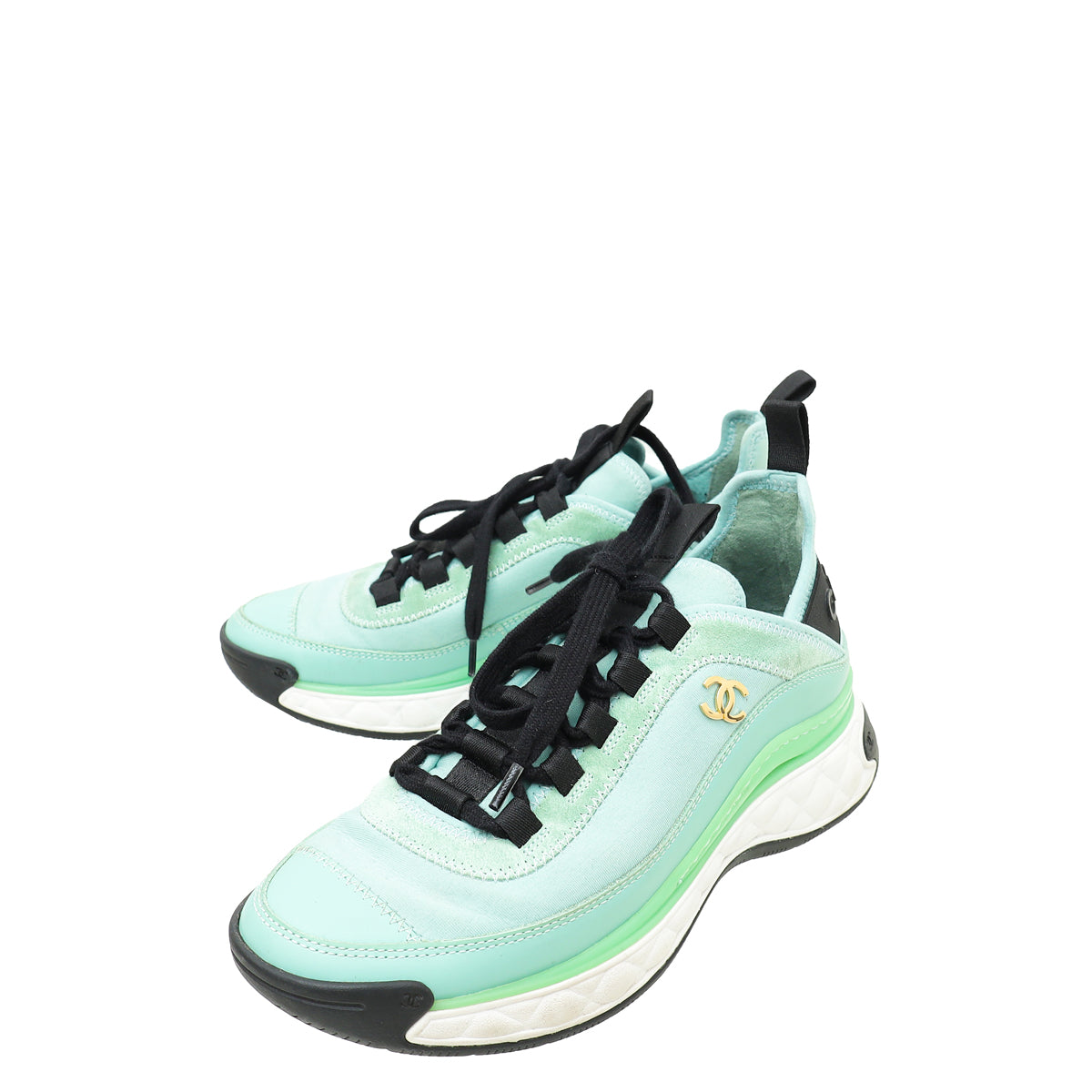 Chanel Mint CC Fabric and Suede Trainer Sneaker 36-Chanel-THE CLOSET