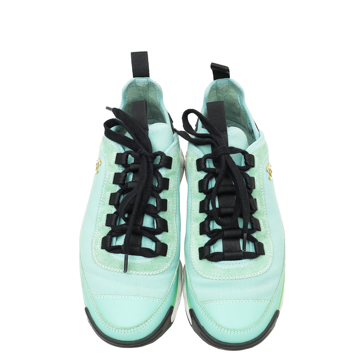 Chanel Mint CC Fabric and Suede Trainer Sneaker 36