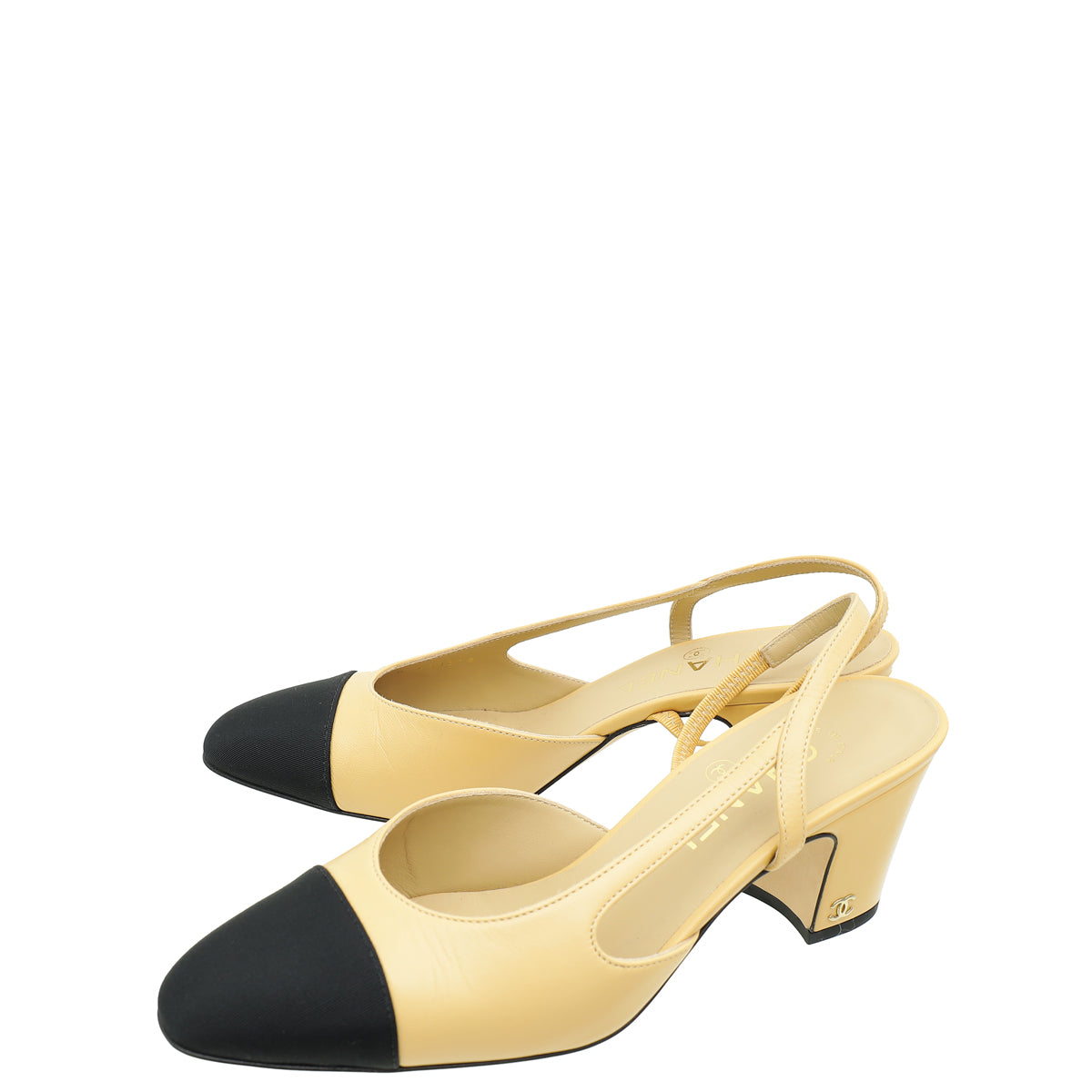 Chanel Bicolor CC Cap Toe Slingback Pump 37.5