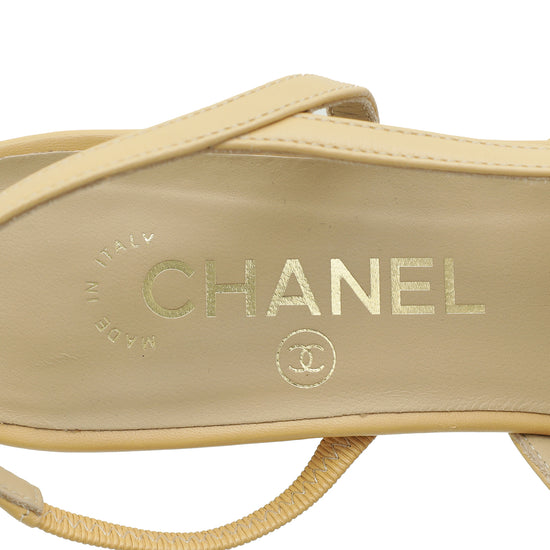 Chanel Bicolor CC Cap Toe Slingback Pump 37.5