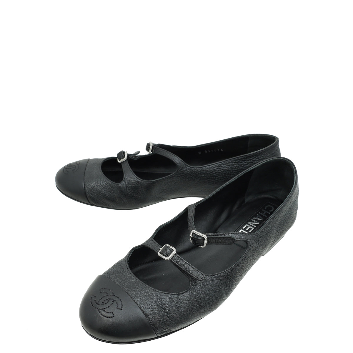 Chanel Black CC Cap Toe Buckle Mary Jane 37.5-Chanel-THE CLOSET