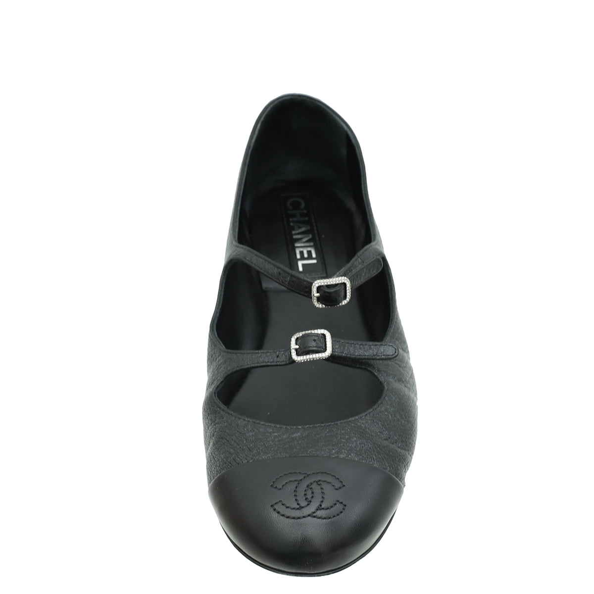 Chanel Black CC Cap Toe Buckle Mary Jane 37.5-Chanel-THE CLOSET