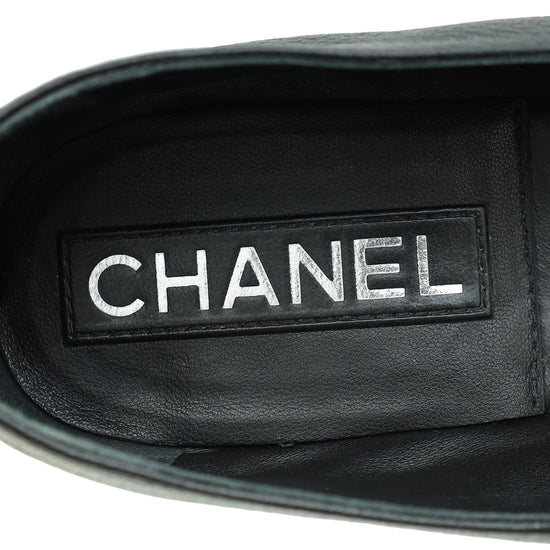 Chanel Black CC Cap Toe Buckle Mary Jane 37.5