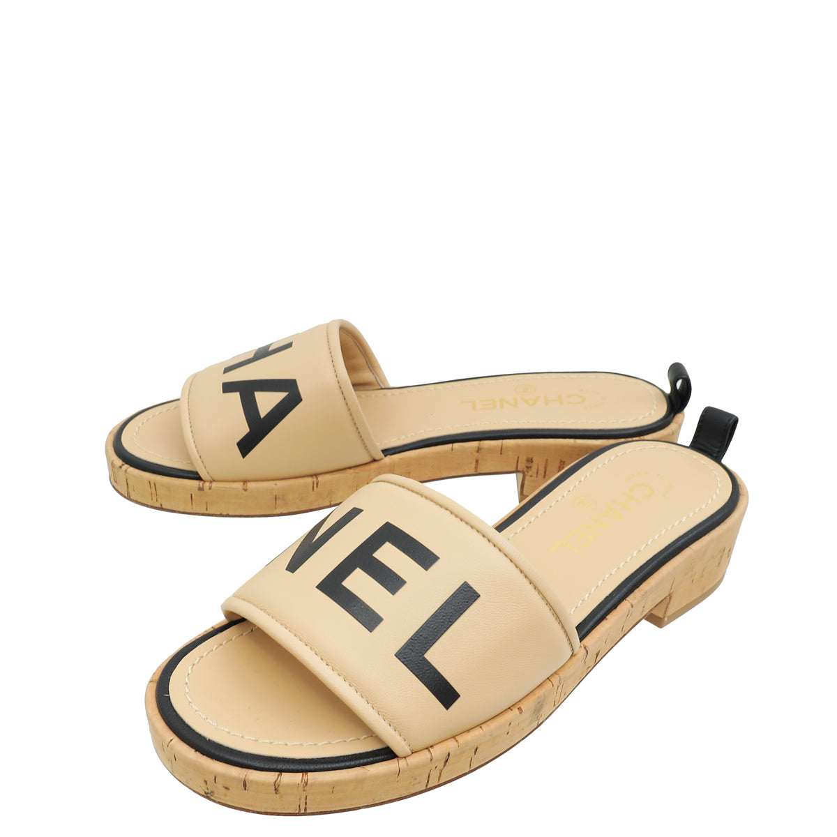 Chanel Beige Chanel Logo Mules Sandals 37.5-Chanel-THE CLOSET