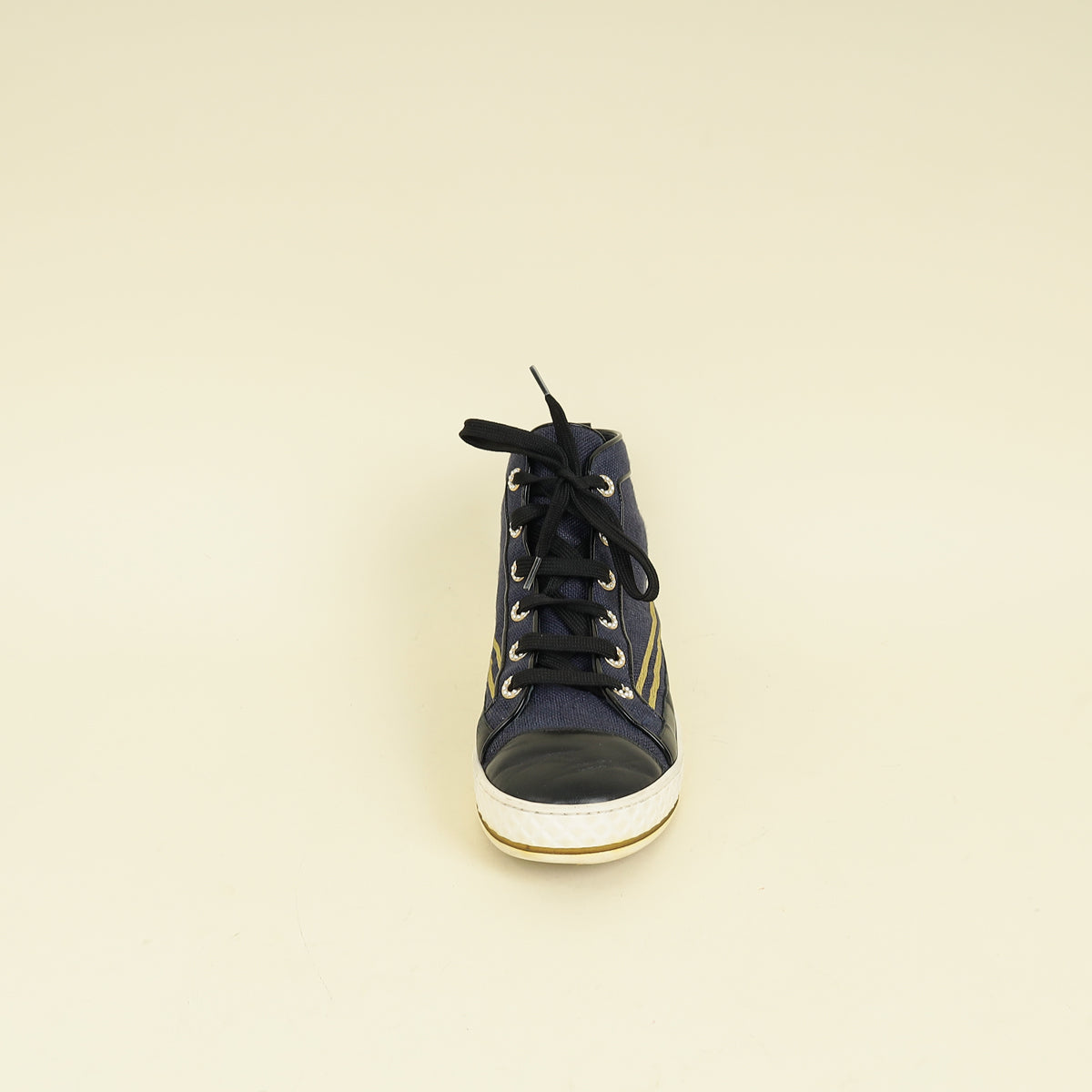 Chanel Navy Blue CC High Top Sneaker