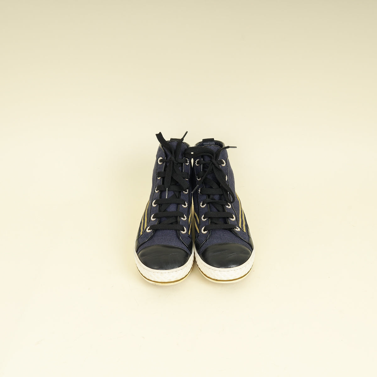 Chanel Navy Blue CC High Top Sneaker