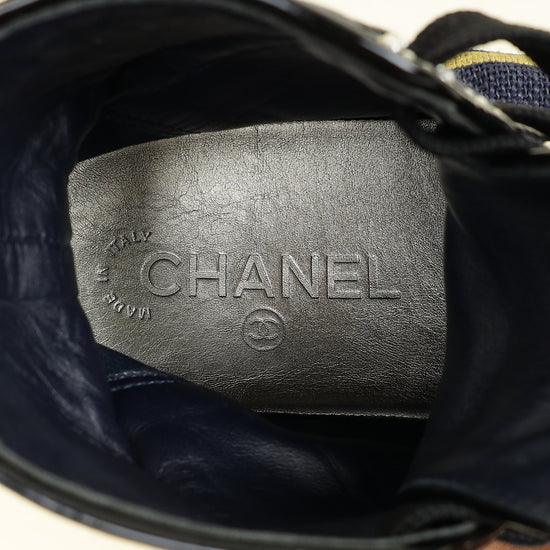 Chanel Navy Blue CC High Top Sneaker